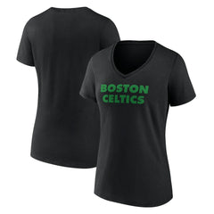 NBA - Boston Celtics Women's Wordmark V-Neck T-Shirt - Black