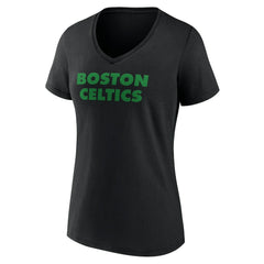 NBA - Boston Celtics Women's Wordmark V-Neck T-Shirt - Black