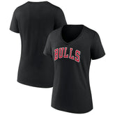 NBA - Chicago Bulls Women's Wordmark V-Neck T-Shirt - Black