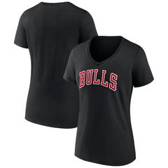 NBA - Chicago Bulls Women's Wordmark V-Neck T-Shirt - Black