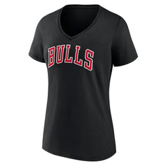 NBA - Chicago Bulls Women's Wordmark V-Neck T-Shirt - Black