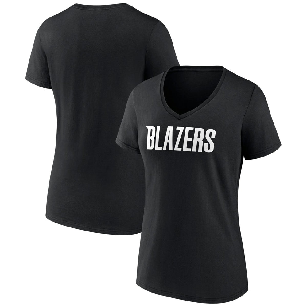 NBA - Portland Trail Blazers Women's Wordmark V-Neck T-Shirt - Black
