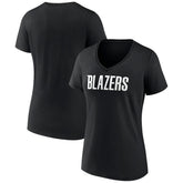 NBA - Portland Trail Blazers Women's Wordmark V-Neck T-Shirt - Black