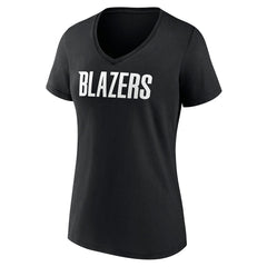 NBA - Portland Trail Blazers Women's Wordmark V-Neck T-Shirt - Black