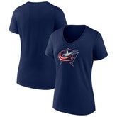 Columbus Blue Jackets - Women's Team Logo V-Neck T-Shirt Navy
