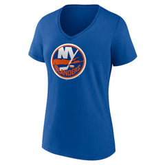 New York Islanders - Women's Team Logo V-Neck T-Shirt Royal