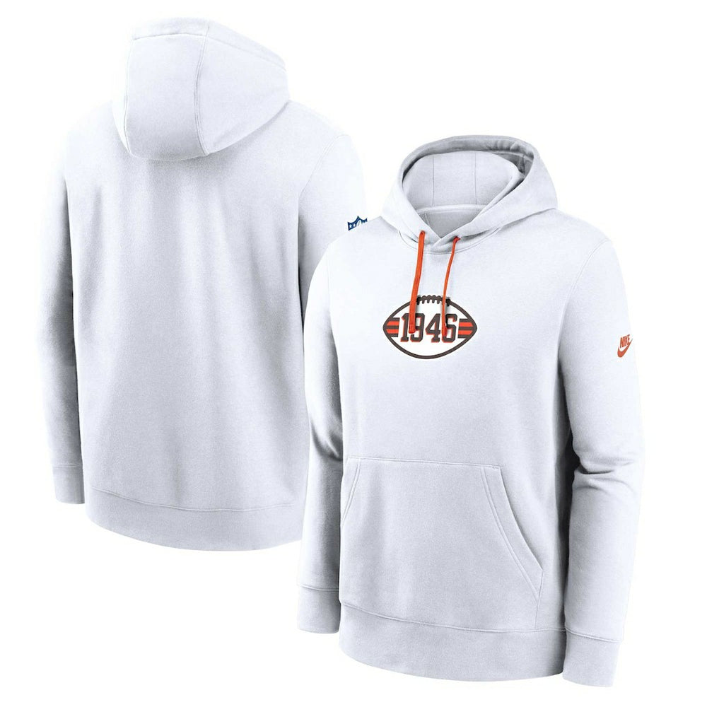 Cleveland Browns 2023 Sideline Club Alternate Tri-Blend Pullover Hoodie White - Nike