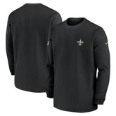 New Orleans Saints 2023 Sideline Throwback Heavy Brushed Waffle Long Sleeve Top Black - Nike