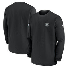 Las Vegas Raiders 2023 Sideline Throwback Heavy Brushed Waffle Long Sleeve Top Black - Nike
