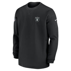 Las Vegas Raiders 2023 Sideline Throwback Heavy Brushed Waffle Long Sleeve Top Black - Nike