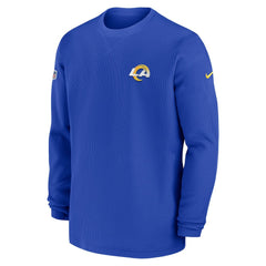 Los Angeles Rams 2023 Sideline Throwback Heavy Brushed Waffle Long Sleeve Top Royal - Nike