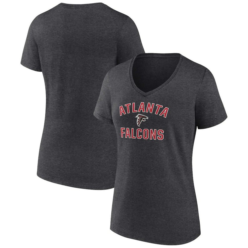 Atlanta Falcons Women's Victory Arch Team V-Neck T-Shirt Charcoal - NFL