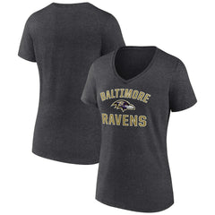 Baltimore Ravens Women's Victory Arch Team V-Neck T-Shirt Charcoal - NFL