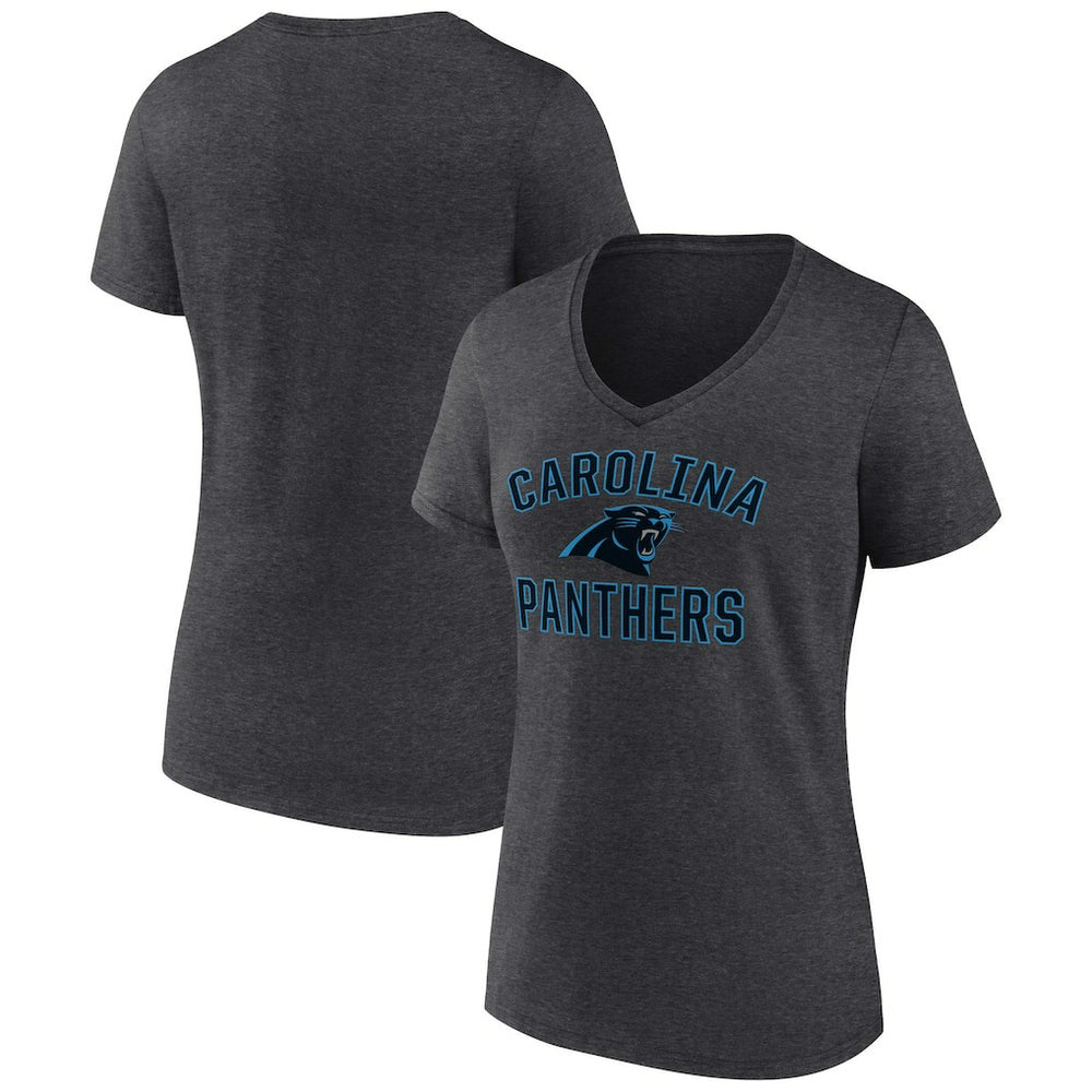 Carolina Panthers Women's Victory Arch Team V-Neck T-Shirt Charcoal - NFL