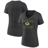 Green Bay Packers Women's Victory Arch Team V-Neck T-Shirt Charcoal - NFL