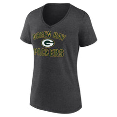 Green Bay Packers Women's Victory Arch Team V-Neck T-Shirt Charcoal - NFL