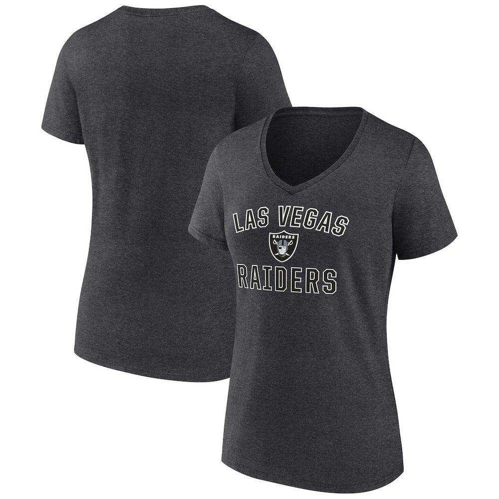 Las Vegas Raiders Women's Victory Arch Team V-Neck T-Shirt Charcoal - NFL