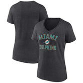 Miami Dolphins Women's Victory Arch Team V-Neck T-Shirt Charcoal - NFL