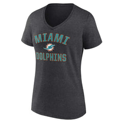 Miami Dolphins Women's Victory Arch Team V-Neck T-Shirt Charcoal - NFL
