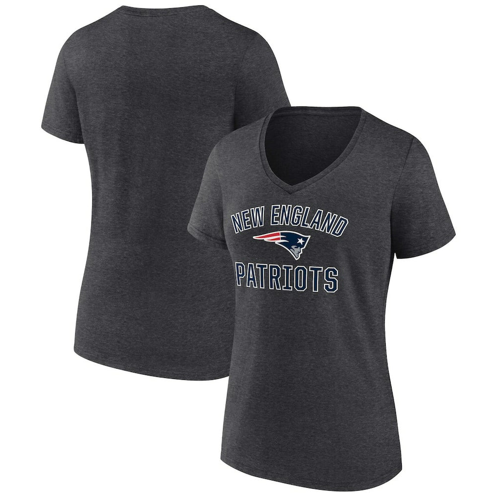 New England Patriots Women's Victory Arch Team V-Neck T-Shirt Charcoal - NFL