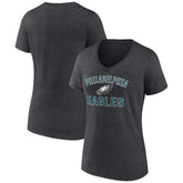 Philadelphia Eagles Women's Victory Arch Team V-Neck T-Shirt Charcoal - NFL