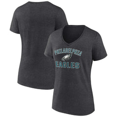 Philadelphia Eagles Women's Victory Arch Team V-Neck T-Shirt Charcoal - NFL