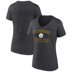 Pittsburgh Steelers Women's Victory Arch Team V-Neck T-Shirt Charcoal - NFL