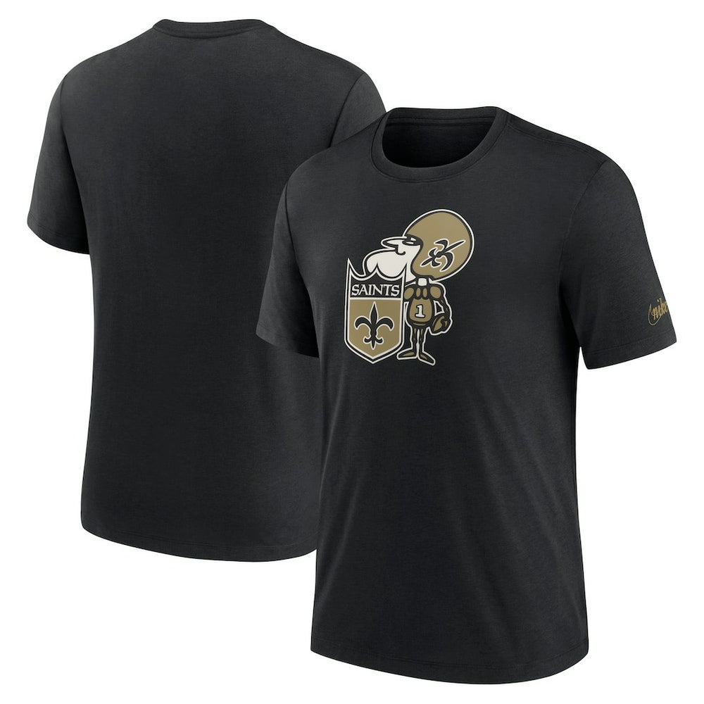 New Orleans Saints Rewind Logo Tri-Blend T-Shirt Black - Nike