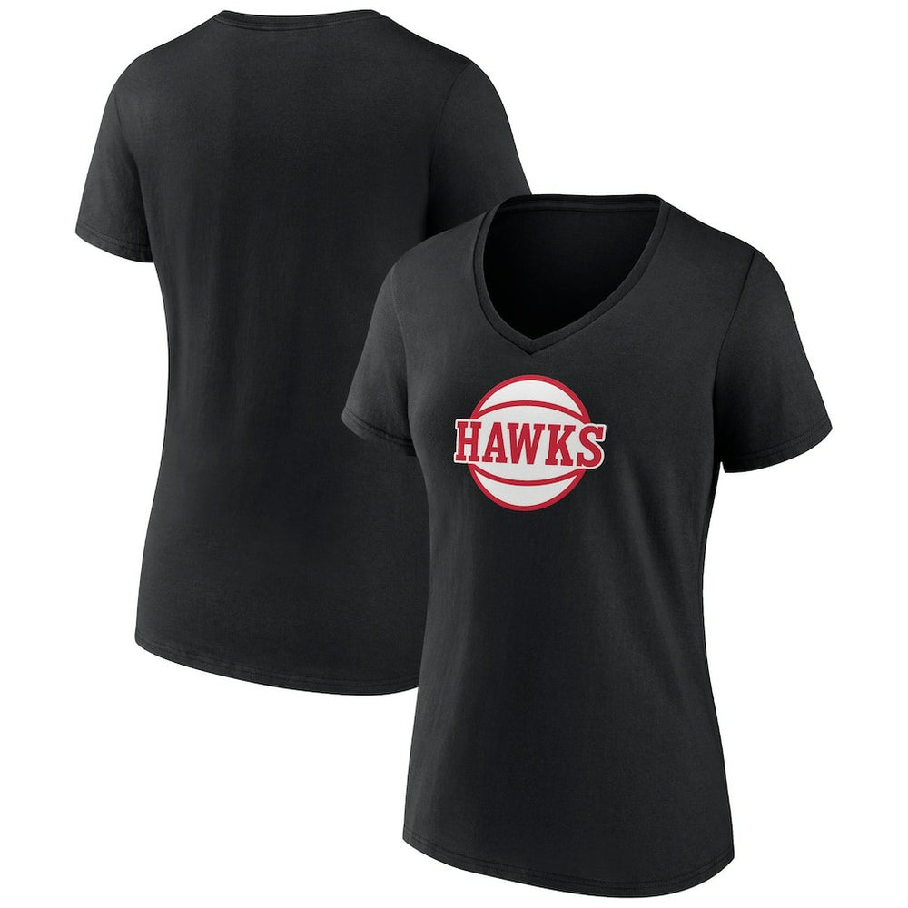 NBA - Atlanta Hawks Women's Alternate Logo V-Neck T-Shirt - Black