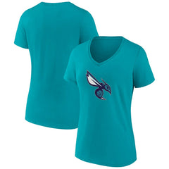 NBA - Charlotte Hornets Women's Alternate Logo V-Neck T-Shirt - Aqua