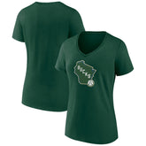NBA - Milwaukee Bucks Women's Alternate Logo V-Neck T-Shirt - Green