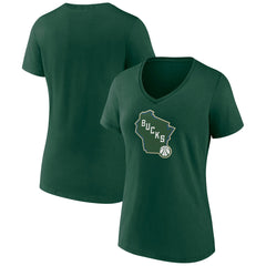 NBA - Milwaukee Bucks Women's Alternate Logo V-Neck T-Shirt - Green