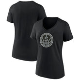 NBA - San Antonio Spurs Women's Alternate Logo V-Neck T-Shirt - Black