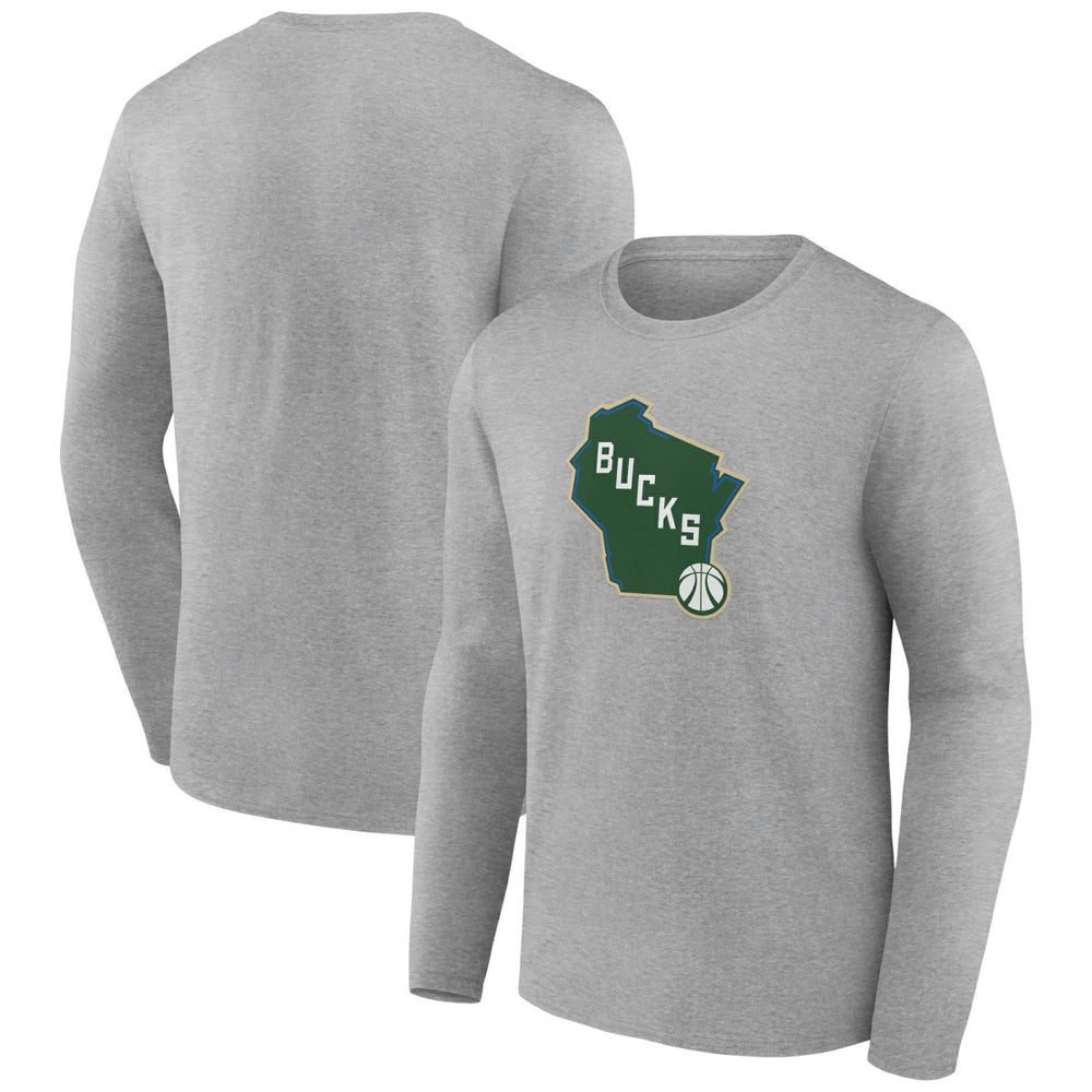 NBA - Milwaukee Bucks Alternate Logo Long Sleeve T-Shirt - Gray
