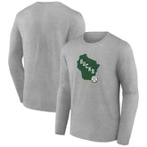 NBA - Milwaukee Bucks Alternate Logo Long Sleeve T-Shirt - Gray