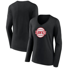 NBA - Atlanta Hawks Women's Alternate Logo V-Neck Long Sleeve T-Shirt - Black