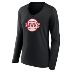 NBA - Atlanta Hawks Women's Alternate Logo V-Neck Long Sleeve T-Shirt - Black