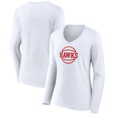 NBA - Atlanta Hawks Women's Alternate Logo V-Neck Long Sleeve T-Shirt - White
