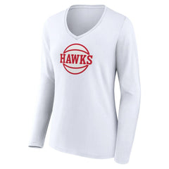 NBA - Atlanta Hawks Women's Alternate Logo V-Neck Long Sleeve T-Shirt - White