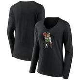 NBA - Boston Celtics Women's Alternate Logo V-Neck Long Sleeve T-Shirt - Black