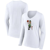 NBA - Boston Celtics Women's Alternate Logo V-Neck Long Sleeve T-Shirt - White