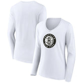 NBA - Brooklyn Nets Women's Alternate Logo V-Neck Long Sleeve T-Shirt - White