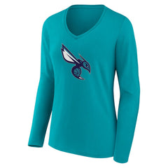 NBA - Charlotte Hornets Women's Alternate Logo V-Neck Long Sleeve T-Shirt - Aqua