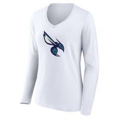 NBA - Charlotte Hornets Women's Alternate Logo V-Neck Long Sleeve T-Shirt - White