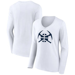 NBA - Denver Nuggets Women's Alternate Logo V-Neck Long Sleeve T-Shirt - White
