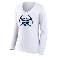 NBA - Denver Nuggets Women's Alternate Logo V-Neck Long Sleeve T-Shirt - White
