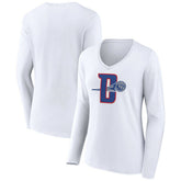 NBA - Detroit Pistons Women's Alternate Logo V-Neck Long Sleeve T-Shirt - White