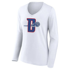 NBA - Detroit Pistons Women's Alternate Logo V-Neck Long Sleeve T-Shirt - White