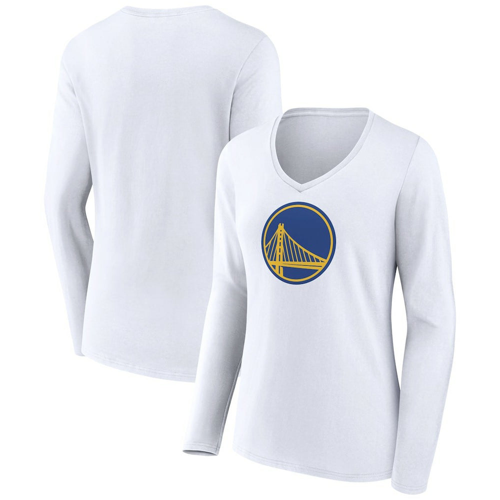 NBA - Golden State Warriors Women's Alternate Logo V-Neck Long Sleeve T-Shirt - White