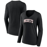 NBA - Houston Rockets Women's Alternate Logo V-Neck Long Sleeve T-Shirt - Black